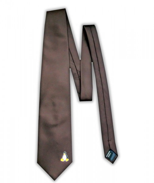 Linux Krawatte - Pinguin Tux - braun