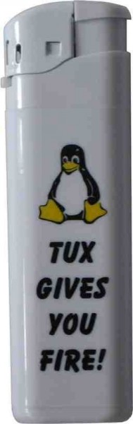 Linux Feuerzeug - Tux gives you fire